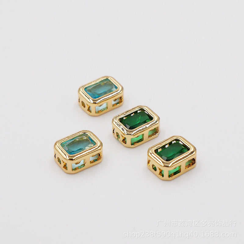 18K color jewelry accessories beaded spacer inlaid zircon pearl chain DIY pendant jewelry wholesale