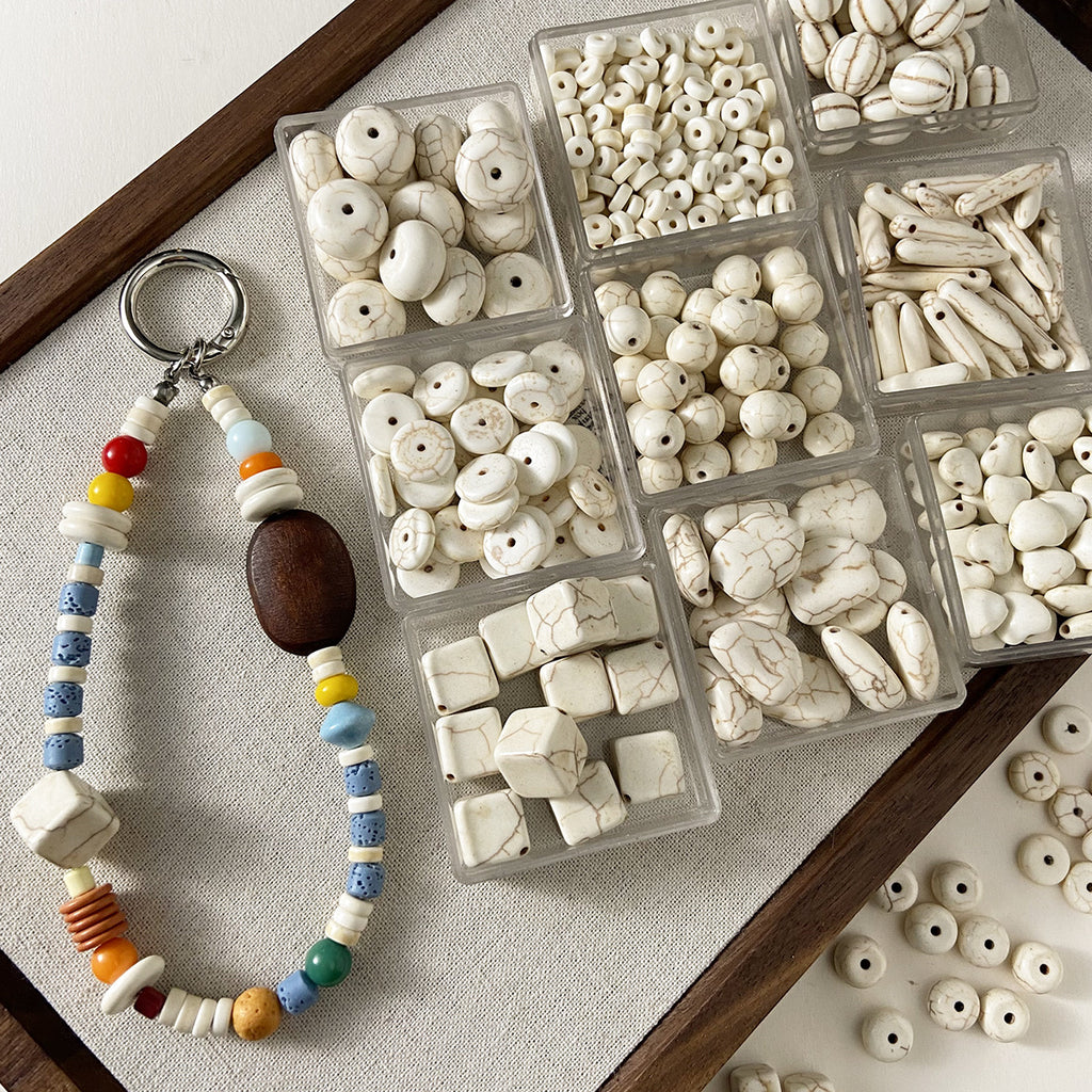 Large Synthetic White Turquoise Spacer Beads Round Beads Loose Beads Mobile Phone Chain Necklace Beaded Diy Accessories Material Beads