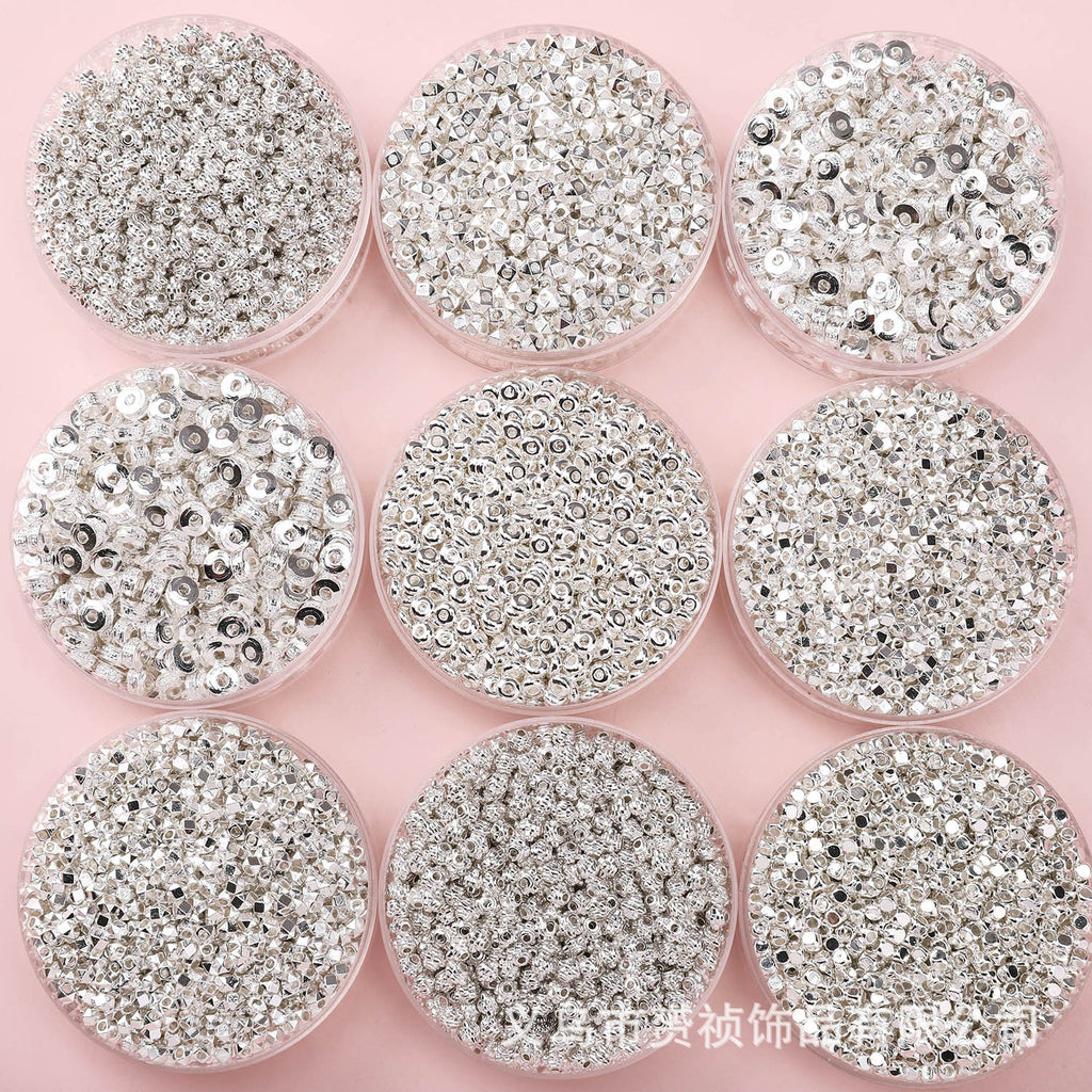 Broken Silver, a Few Pounds Thick Silver-Plated Loose Beads, Square Triangular Beads, DIY Handmade Beading Materials, Jewelry Bracelet Accessories