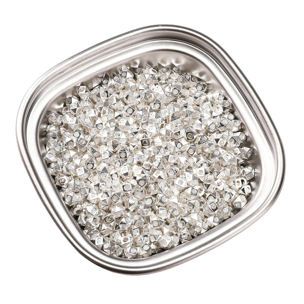 Broken Silver, a Few Pounds Thick Silver-Plated Loose Beads, Square Triangular Beads, DIY Handmade Beading Materials, Jewelry Bracelet Accessories