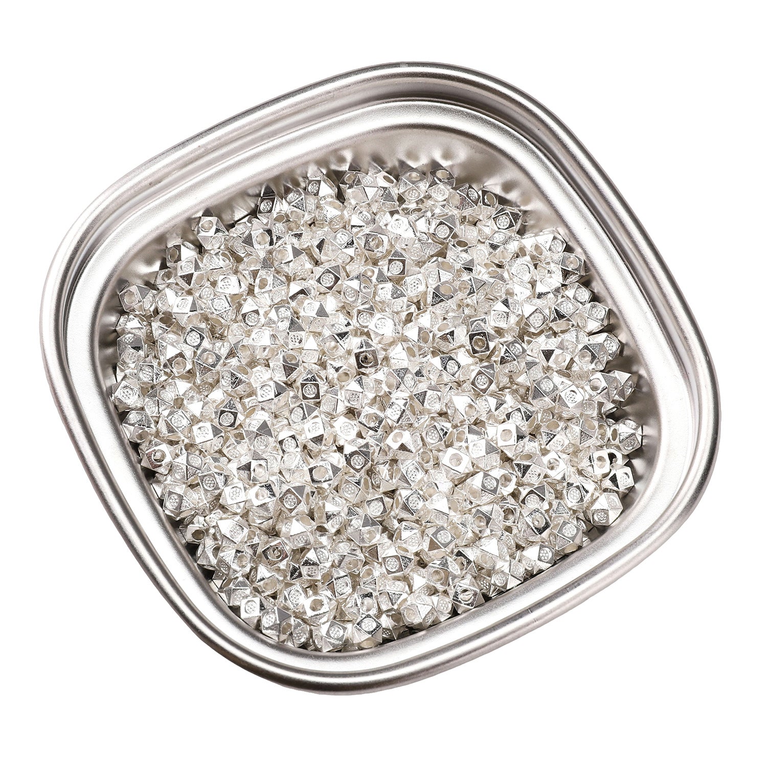 Broken Silver, a Few Pounds Thick Silver-Plated Loose Beads, Square Triangular Beads, DIY Handmade Beading Materials, Jewelry Bracelet Accessories