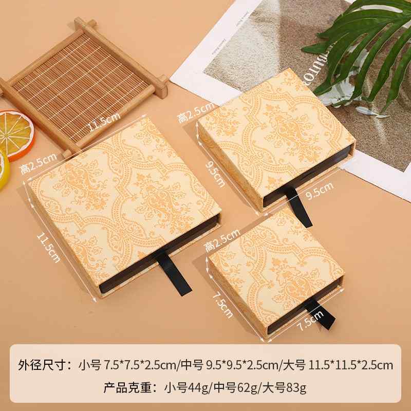 Drawer Jewelry Storage Box PE Film Floating Display Box, rice yellow , three diffrent siza