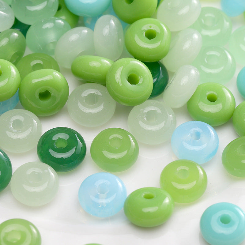 Green Style Guofeng Glass Glazed Beads Rice Beads DIY Handmade Homemade Beaded Bracelet Necklace Accessories