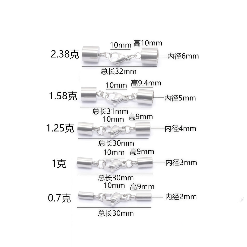 Wholesale stainless steel multi-size double-headed leather rope buckle bucket bracelet necklace leather rope buckle accessories DIY rope head