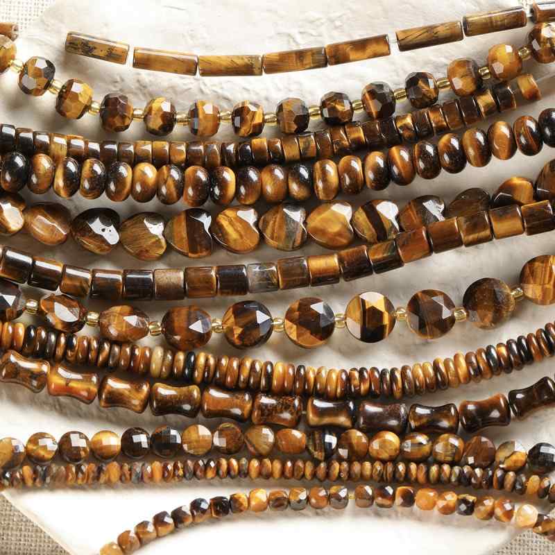 Tiger's eye natural stone spacer cut surface abacus beads round tube beadsbracelet necklace beaded diy accessories material
