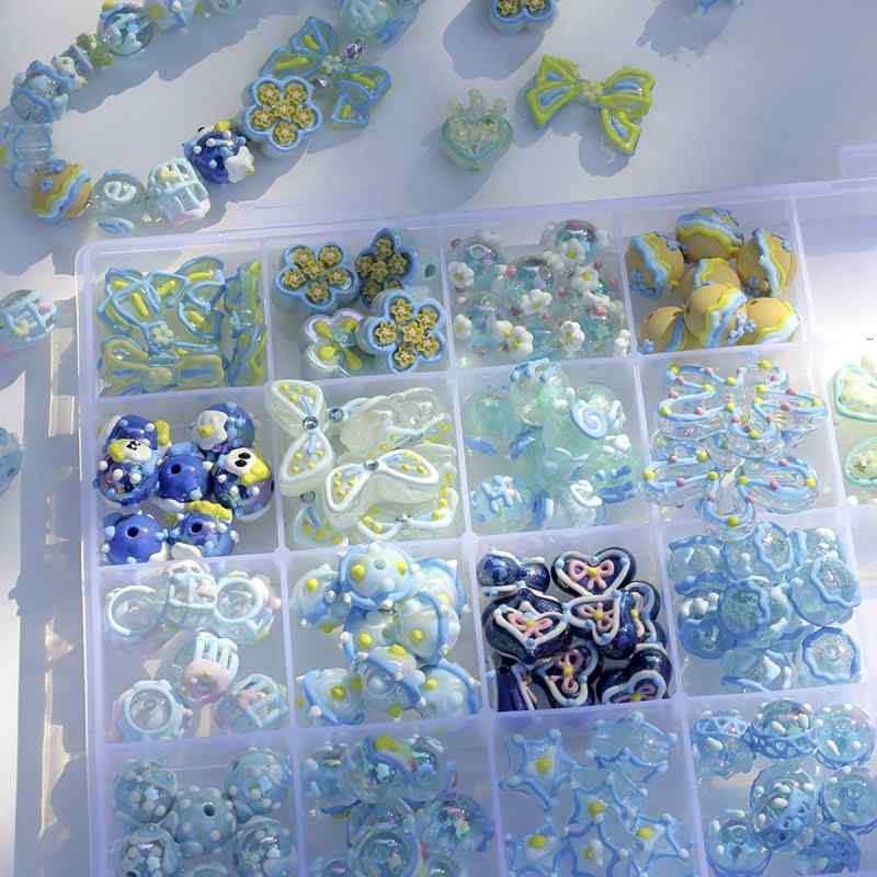 heavy oil blue hand-painted beads diy handmade accessories material package beaded beads loose beads