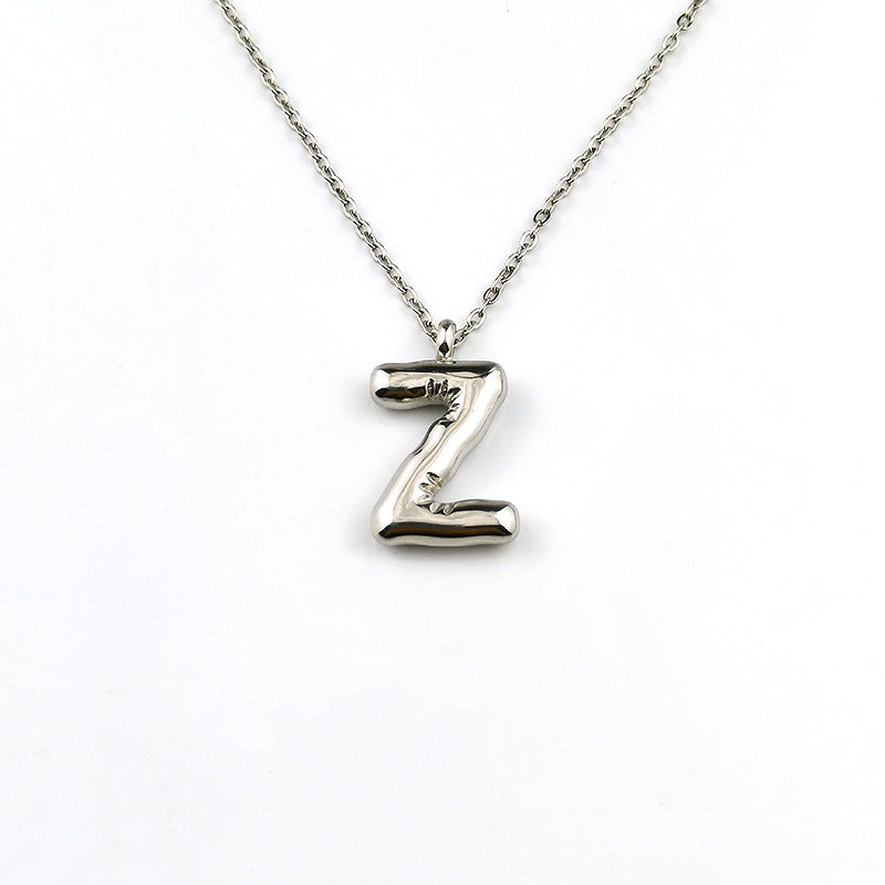 26 Letter Pendant Plated Gloss Bubble Letter Necklace Jewelry