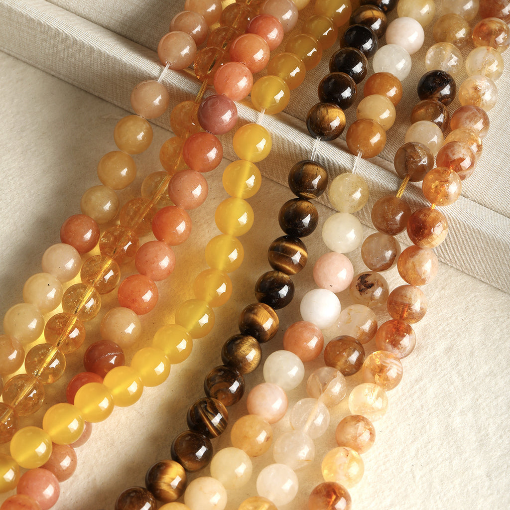 Natural Tiger Eye Stone Yellow Tower Wafer Bead Bracelet Necklace Beaded DIY Accessories Material Beads