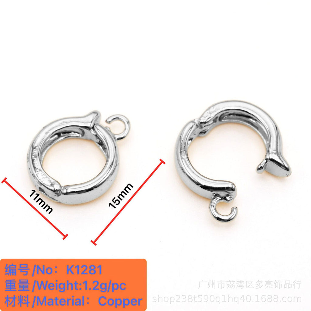 Bright Round Pearl Buckle Universal Coil Buckle Copper Plated 18K True Gold DIY Bracelet Necklace Connection Buckle Jewelry Accessories