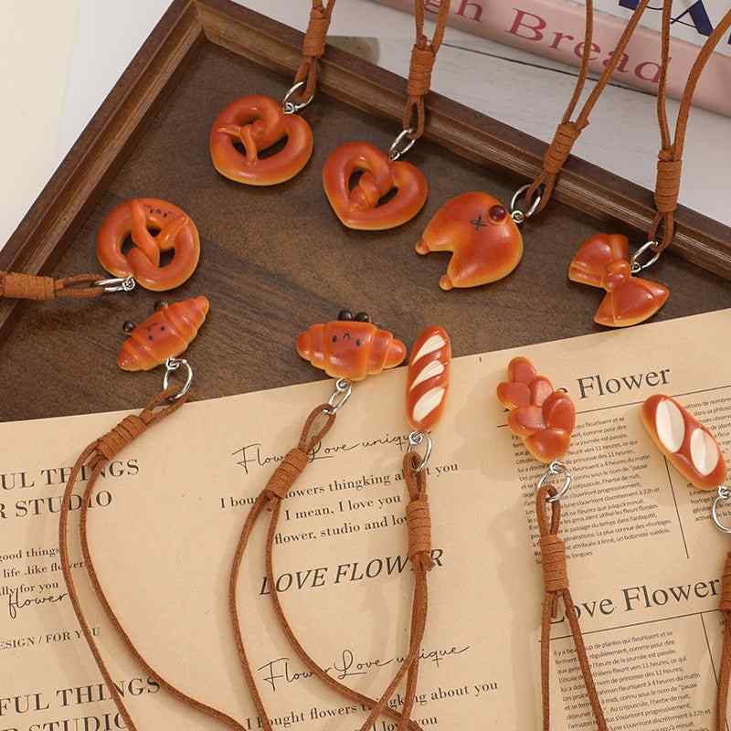 Nail simulation food toy stick alkaline water bread resin DIY necklace baby bag mobile phone chain bag hanging decoration 