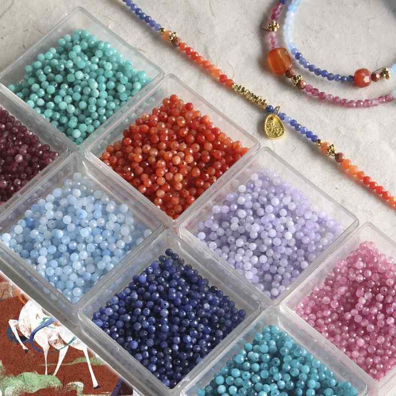 natural round cut aquamarine garnet loose beads diy material