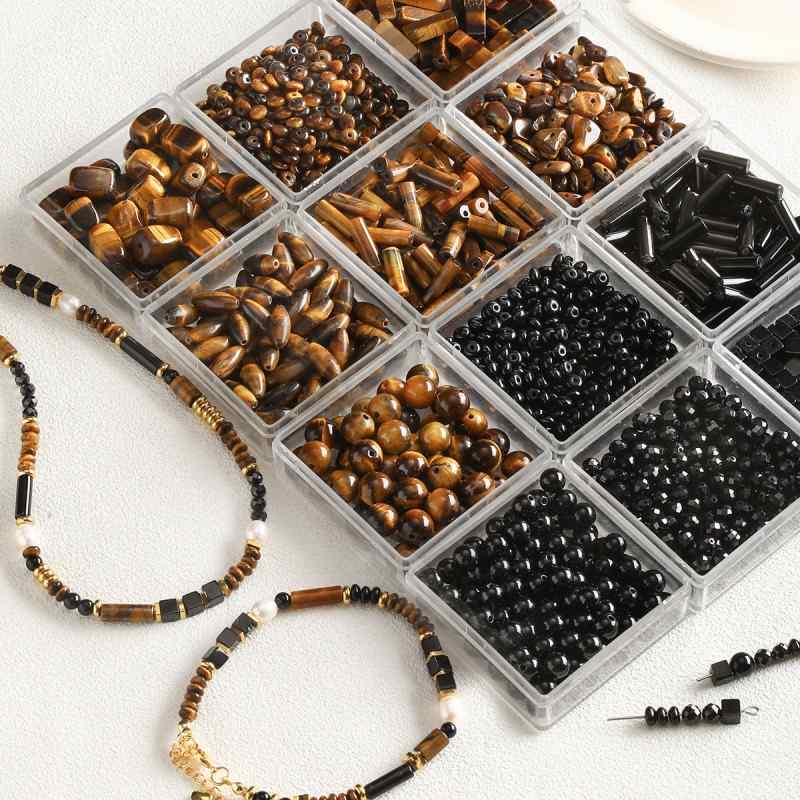 Niche natural stone tiger eye black agate abacus diy material