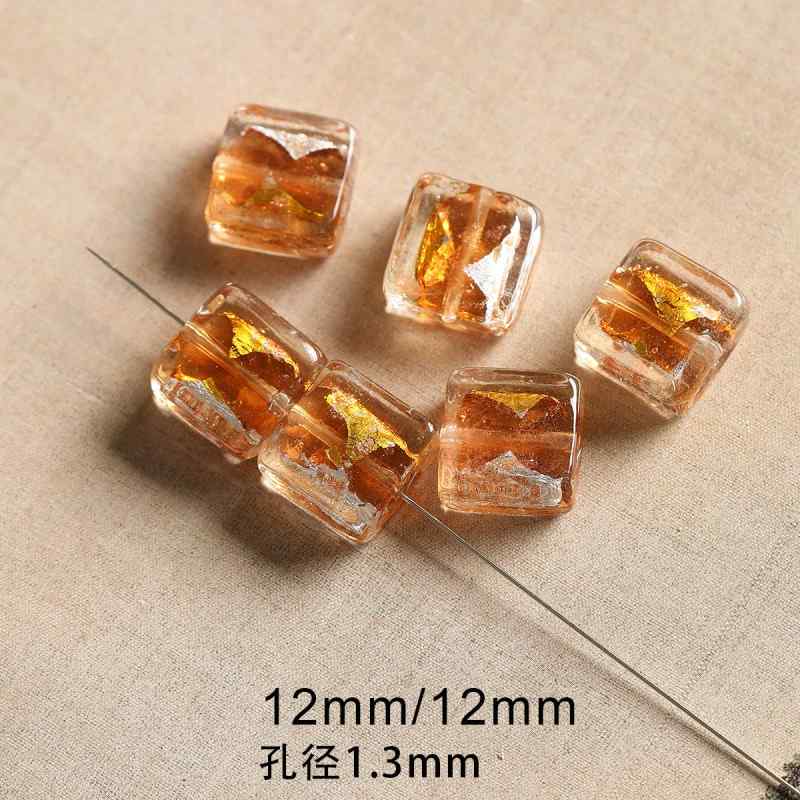 [Maillard] rice beads water drop beads glass gold plated foil square bracelet necklace mobile phone chain diy accessories