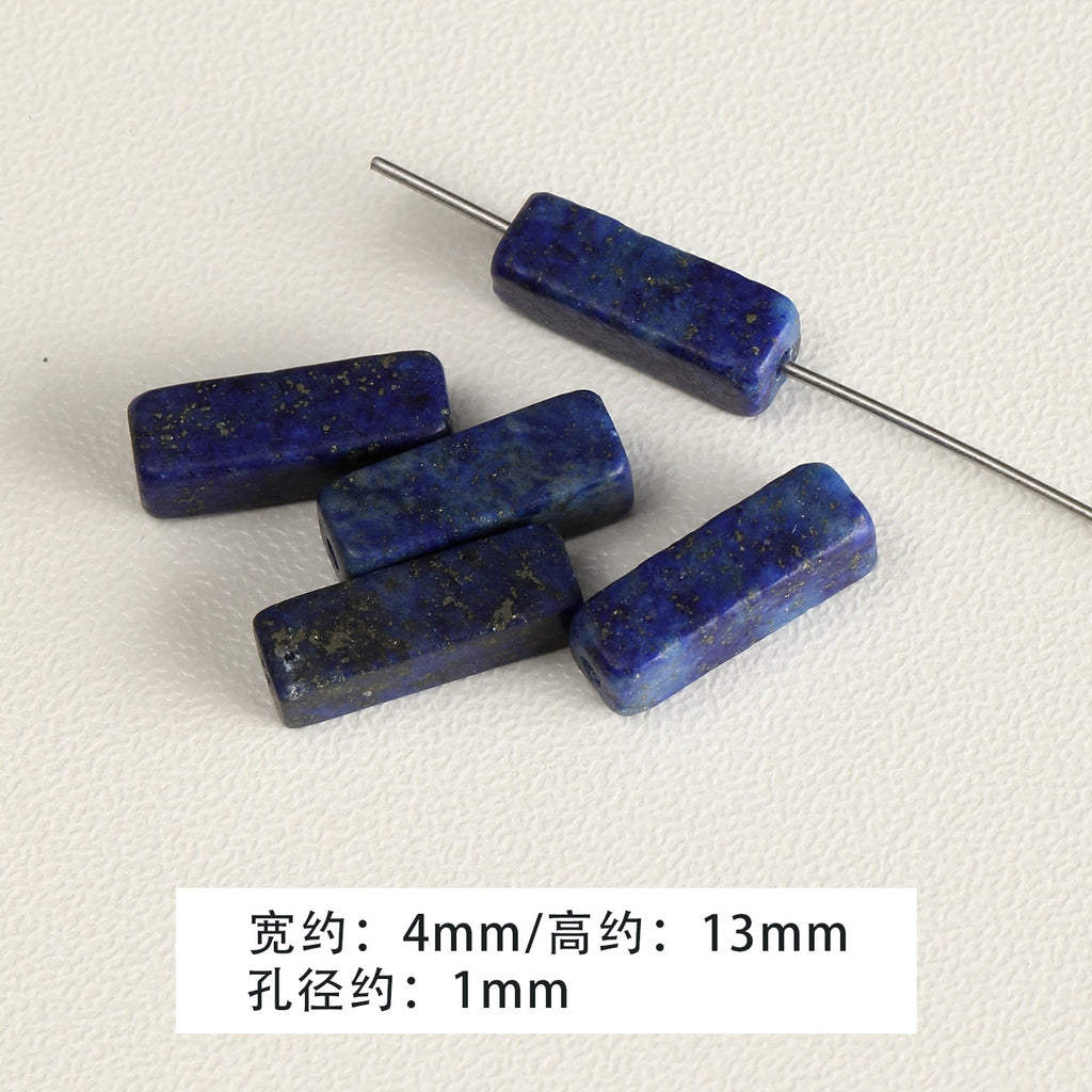 Natural lapis lazuli round beads square tube beads woven bead bracelet necklace scattered beads handmade DIY accessory material beads