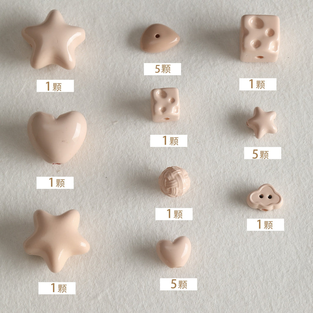 Baking paint curry color series square beads acrylic loose beads mobile phone chain key chain beads diy accessories material