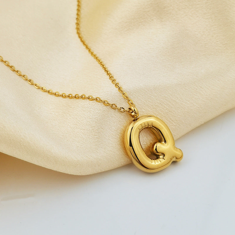 26 Letter Pendant Plated Gloss Bubble Letter Necklace Jewelry