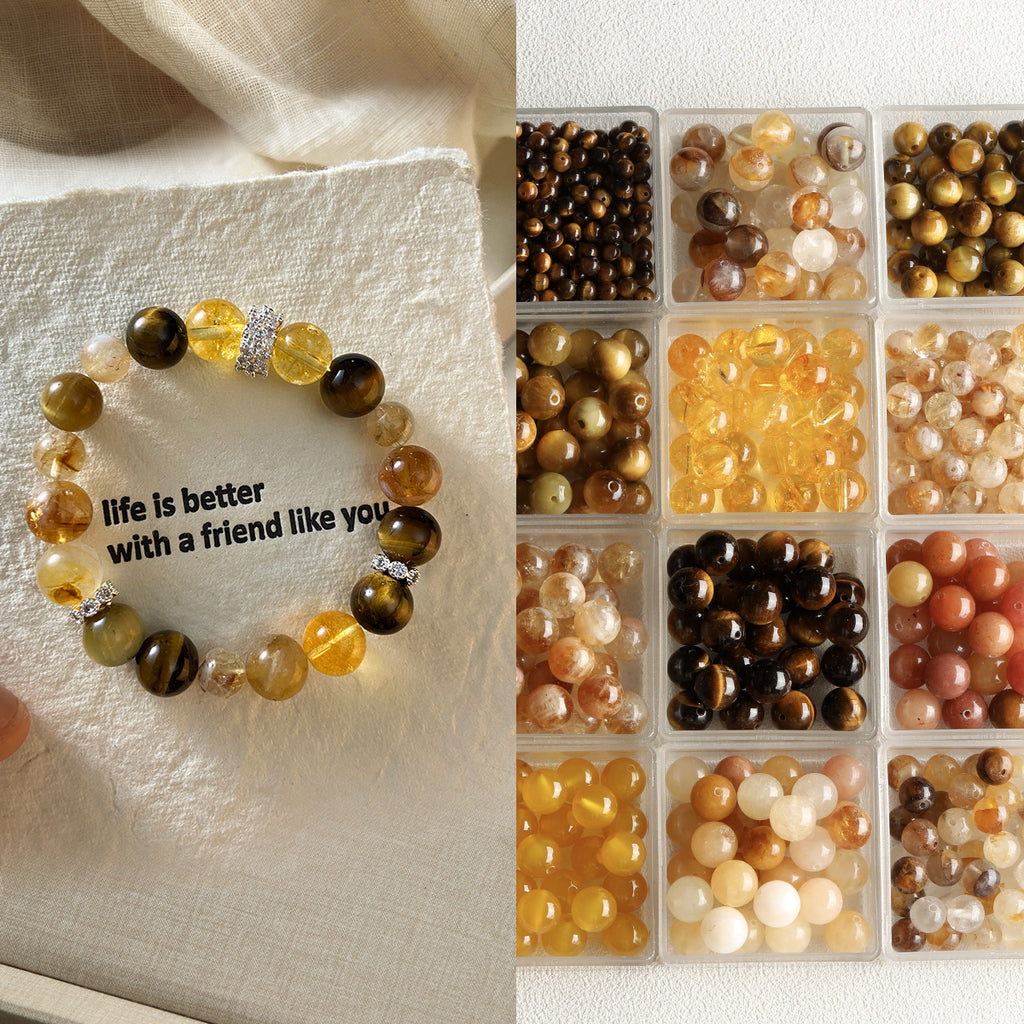 Natural Tiger Eye Stone Yellow Tower Wafer Bead Bracelet Necklace Beaded DIY Accessories Material Beads