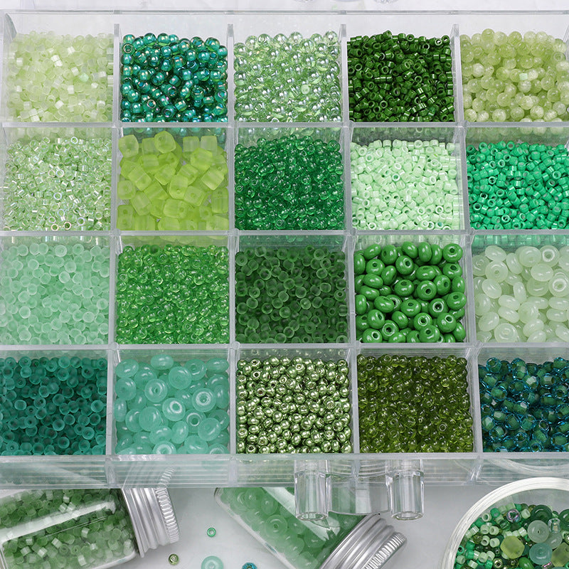 Green Style Guofeng Glass Glazed Beads Rice Beads DIY Handmade Homemade Beaded Bracelet Necklace Accessories