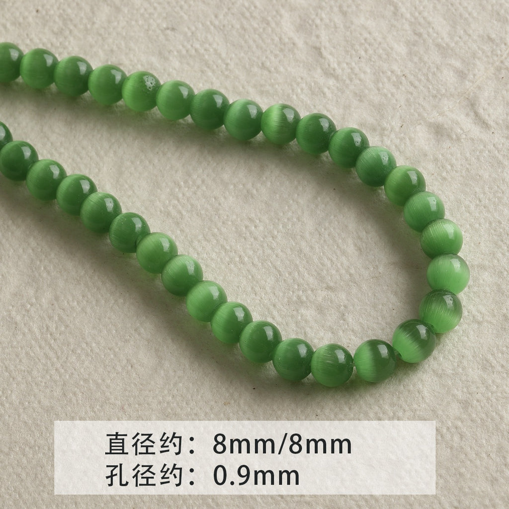 [Jingxiu] white green natural opal round beads beaded bracelet necklace loose beads diy accessories material beads