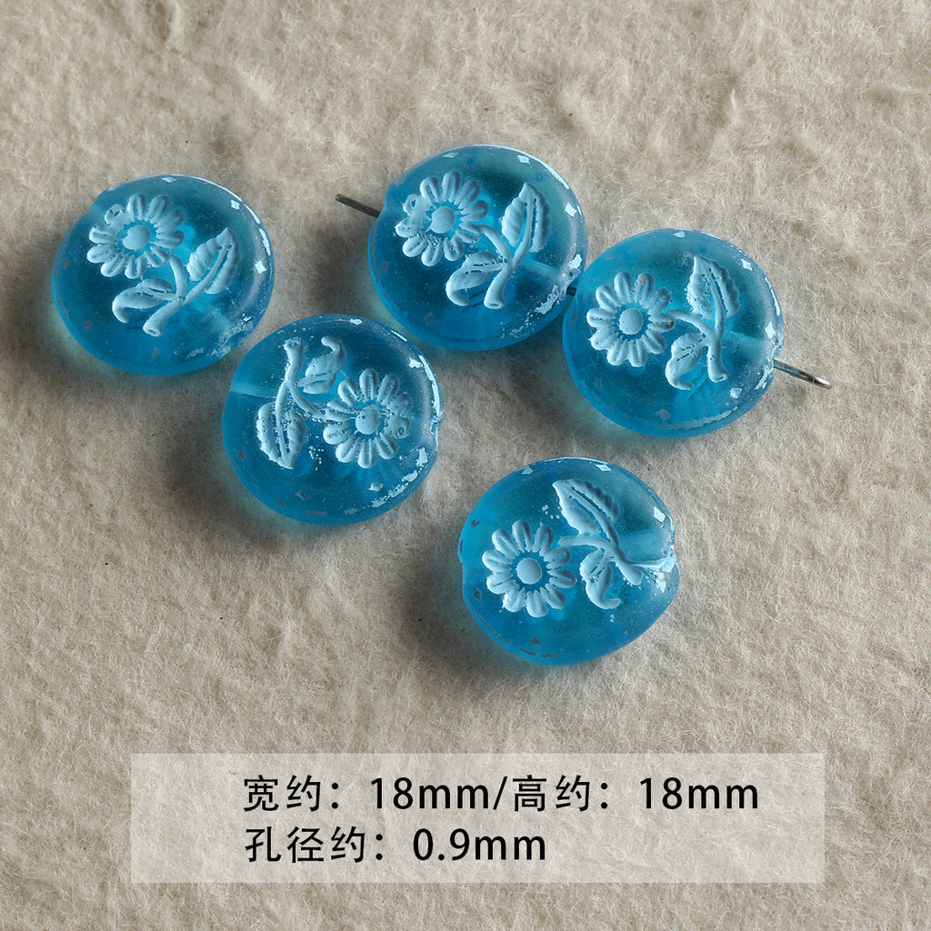 Blue Glass Loose Beads Collection Bracelet Necklace Mobile Phone Chain Beaded DIY Accessories Material Beads