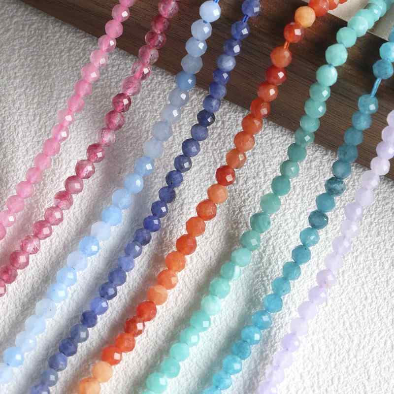 natural round cut aquamarine garnet loose beads diy material