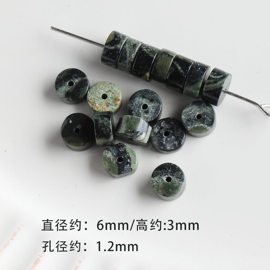 [Chunshan Green] Natural Stone Scattered Beads Green Dot Green Dongling Spacer Beaded Bracelet Necklace DIY Accessories Material