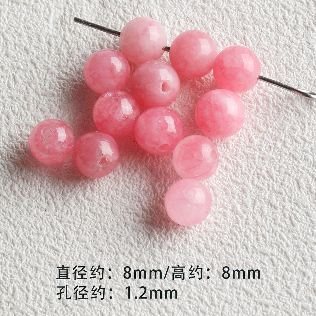 [Powder Gardenia] Natural Stone Powder Aobao Tube Bead Powder Crystal Abacus Bead Spacer Bracelet Necklace Beaded DIY Accessories Material