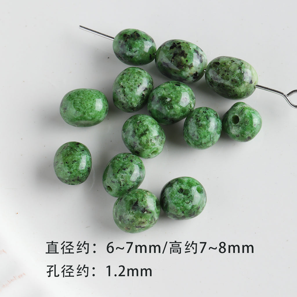 [Chunshan Green] Natural Stone Scattered Beads Green Dot Green Dongling Spacer Beaded Bracelet Necklace DIY Accessories Material