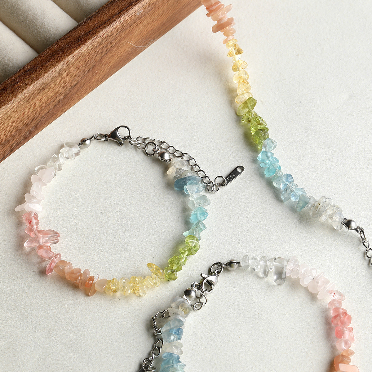 Natural Stone Citrine Aquamarine Moonstone Gravel Beads DIY Accessories Material Bracelet Necklace Beaded