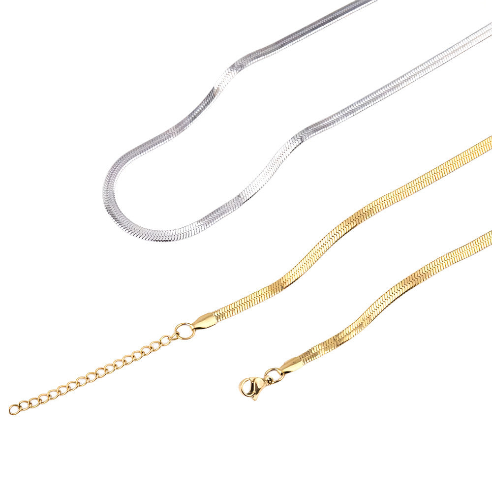 Factory Direct European and American style stainless steel blade chain unisex personality universal sexy clavicle chain snake chain wholesale