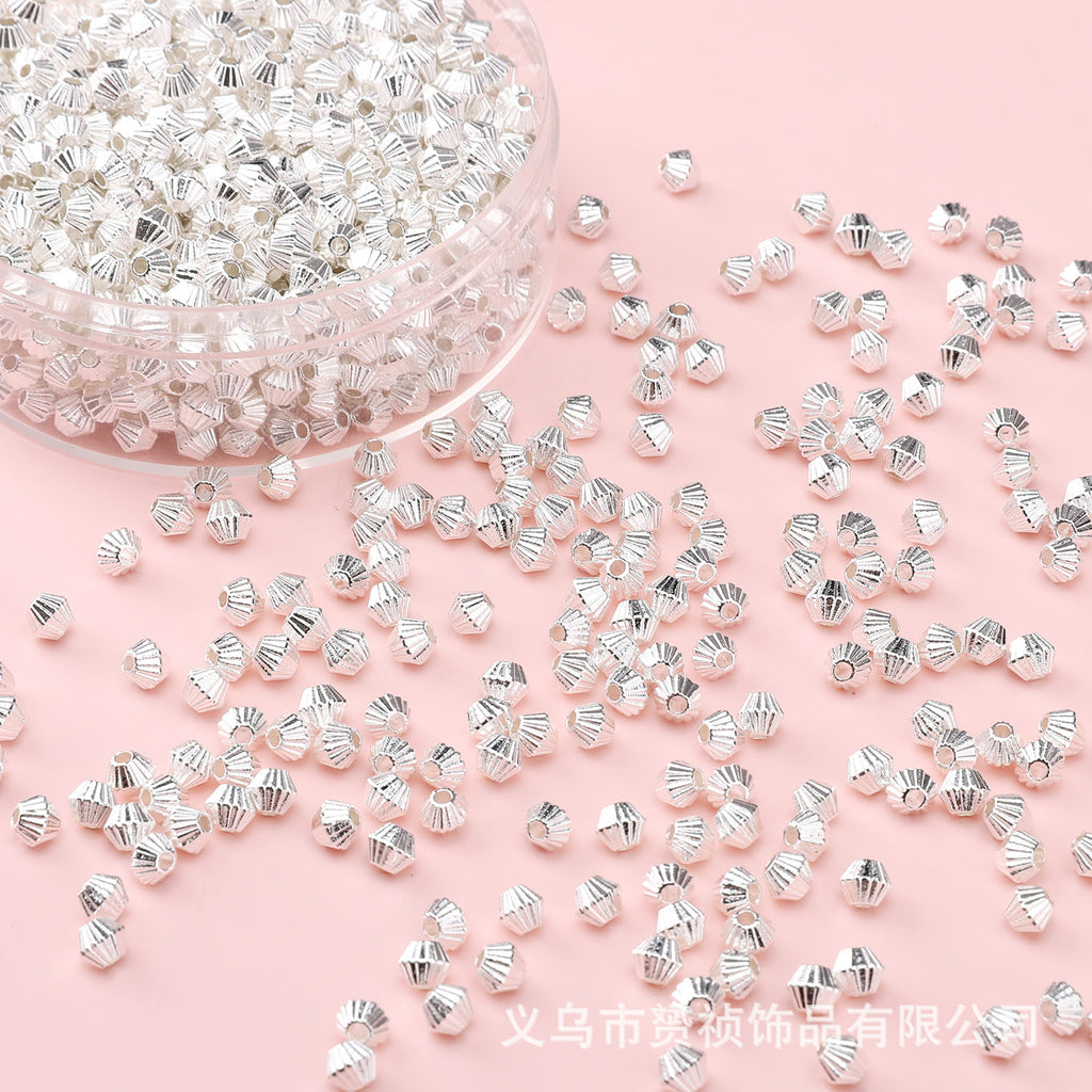 Broken Silver, a Few Pounds Thick Silver-Plated Loose Beads, Square Triangular Beads, DIY Handmade Beading Materials, Jewelry Bracelet Accessories