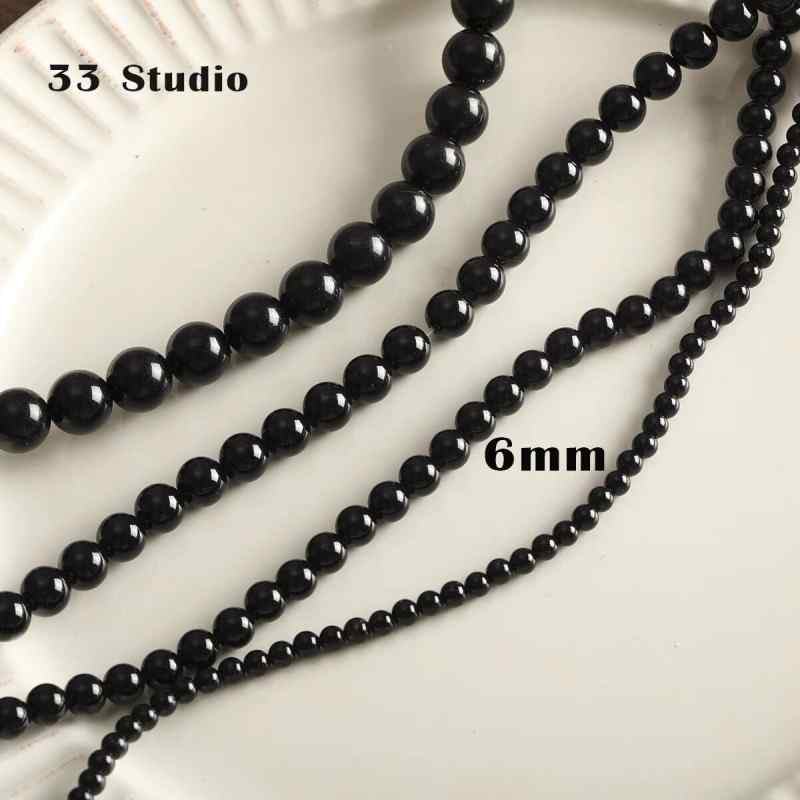 [Smoke ink] natural black agate stone beads bamboo square beads beaded loose beads  beaded necklace bracelet diy accessories beads