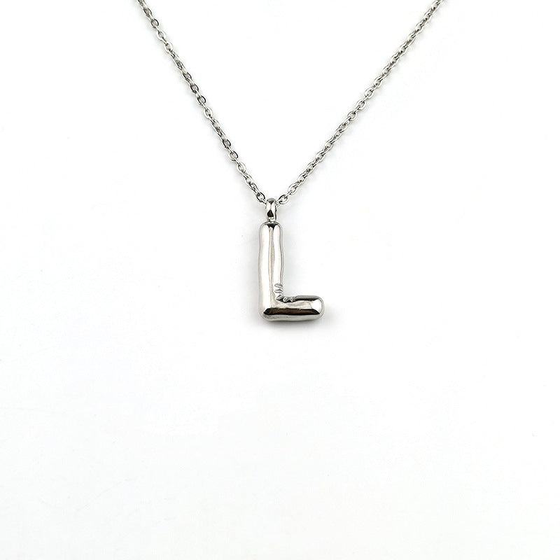 26 Letter Pendant Plated Gloss Bubble Letter Necklace Jewelry