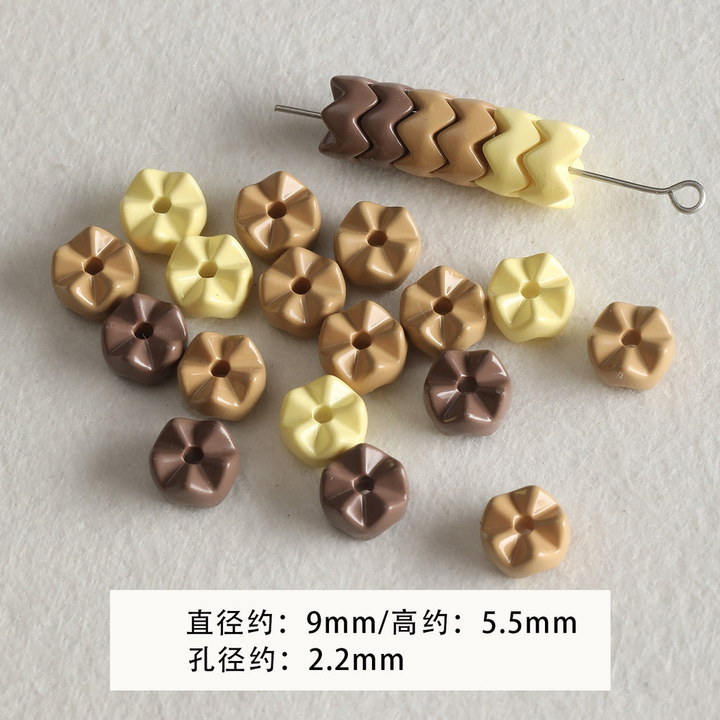 Baking paint curry color series square beads acrylic loose beads mobile phone chain key chain beads diy accessories material