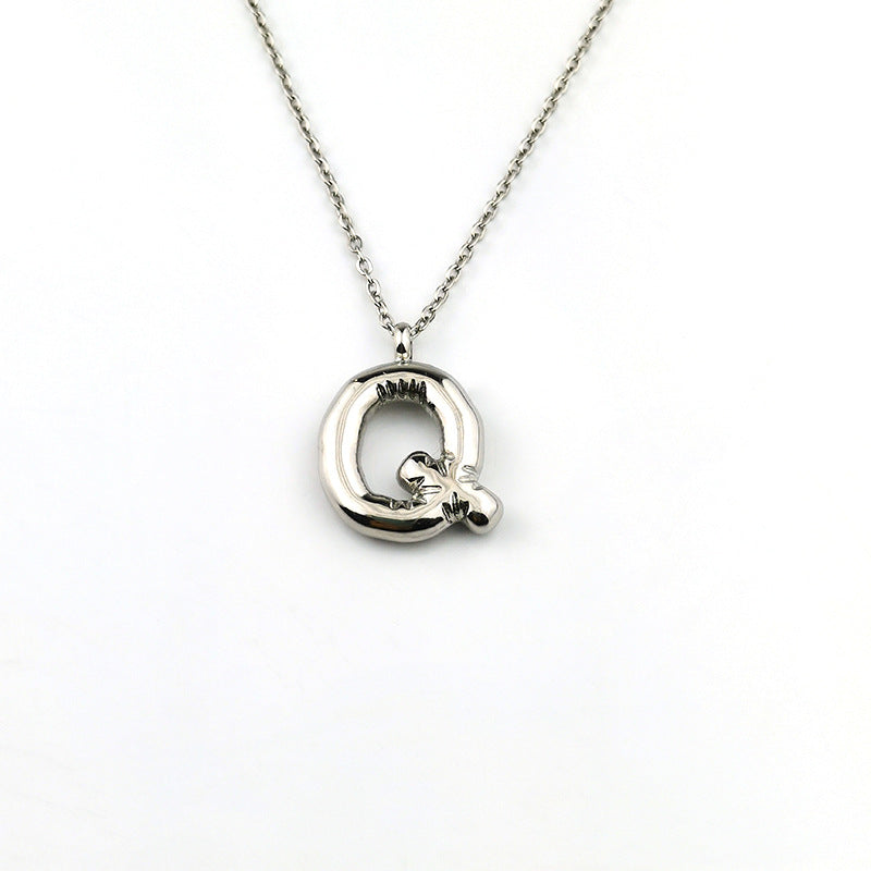 26 Letter Pendant Plated Gloss Bubble Letter Necklace Jewelry