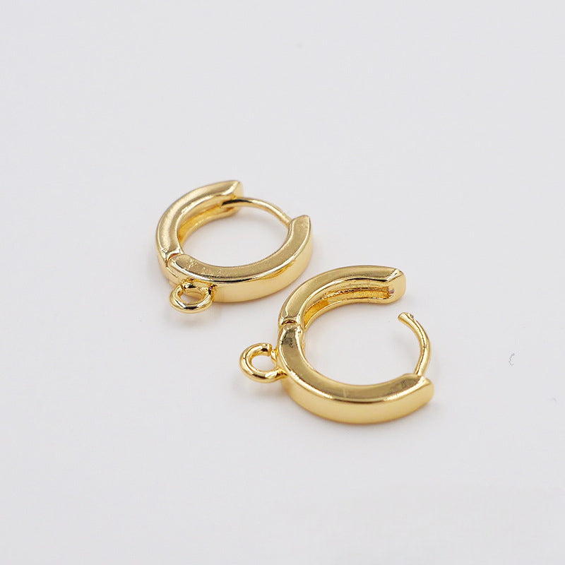 18K Gold Plated Copper Earrings Round Smooth Ear Hooks with Dangle Hoop for Women Wholesale
