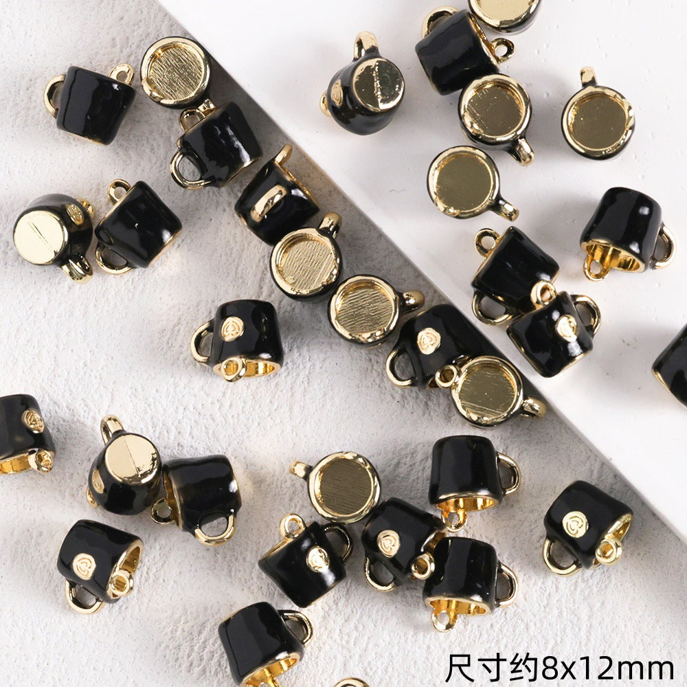 Luci Coffee Hornbag Alloy Oil Drop Pendant DIY Handmade Beaded Necklace Earrings Bracelet Pendant Material