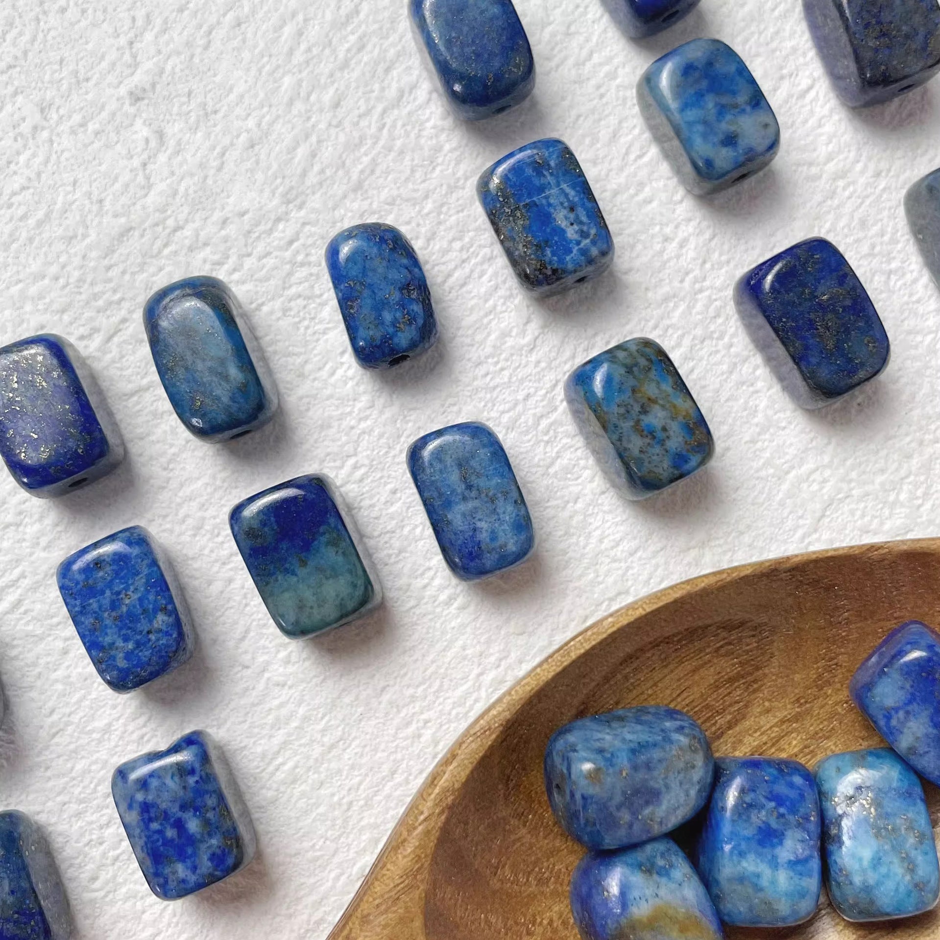 [Lanting Preface] Natural rectangular raw ore brand lapis lazuli beaded DIY handmade bracelet necklace accessories material