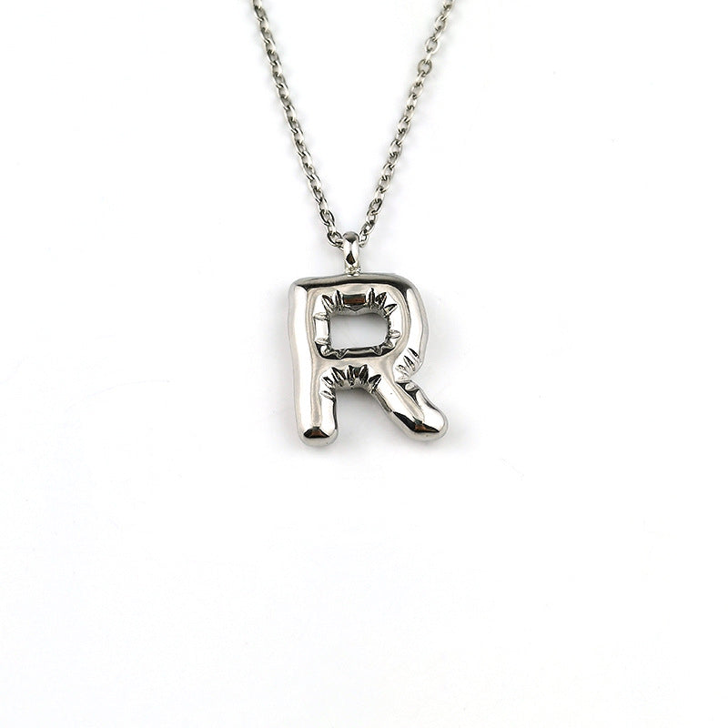 European and American ins Hot Sale 26 Letter Pendant Necklace Women's 18K Gold Plated Gloss Bubble Letter Necklace Jewelry