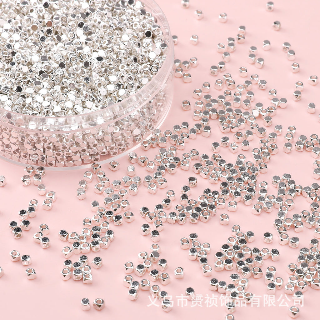 Broken Silver, a Few Pounds Thick Silver-Plated Loose Beads, Square Triangular Beads, DIY Handmade Beading Materials, Jewelry Bracelet Accessories