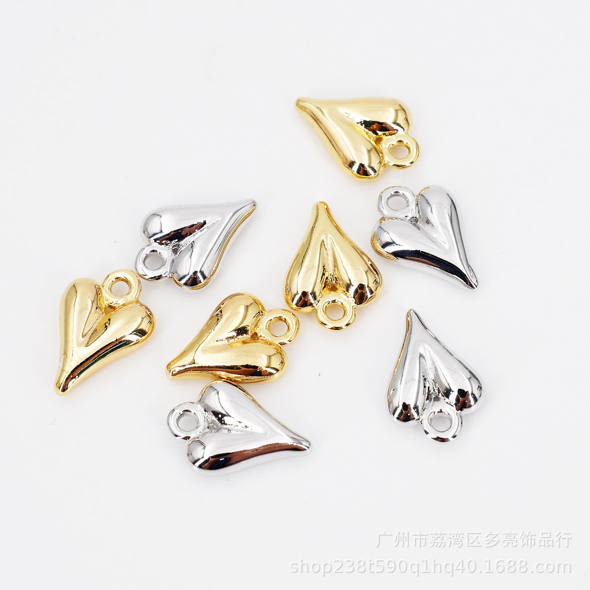 Copper plated 18K real gold color preserving heart heart heart pendant diy necklace bracelet pearl chain jewelry accessories wholesale