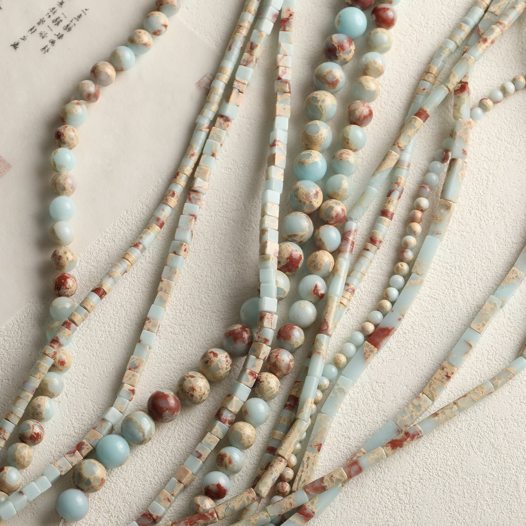 Natural Shoushan Stone series round beads tube beads loose beads diy bracelet earrings necklace jewelry accessories