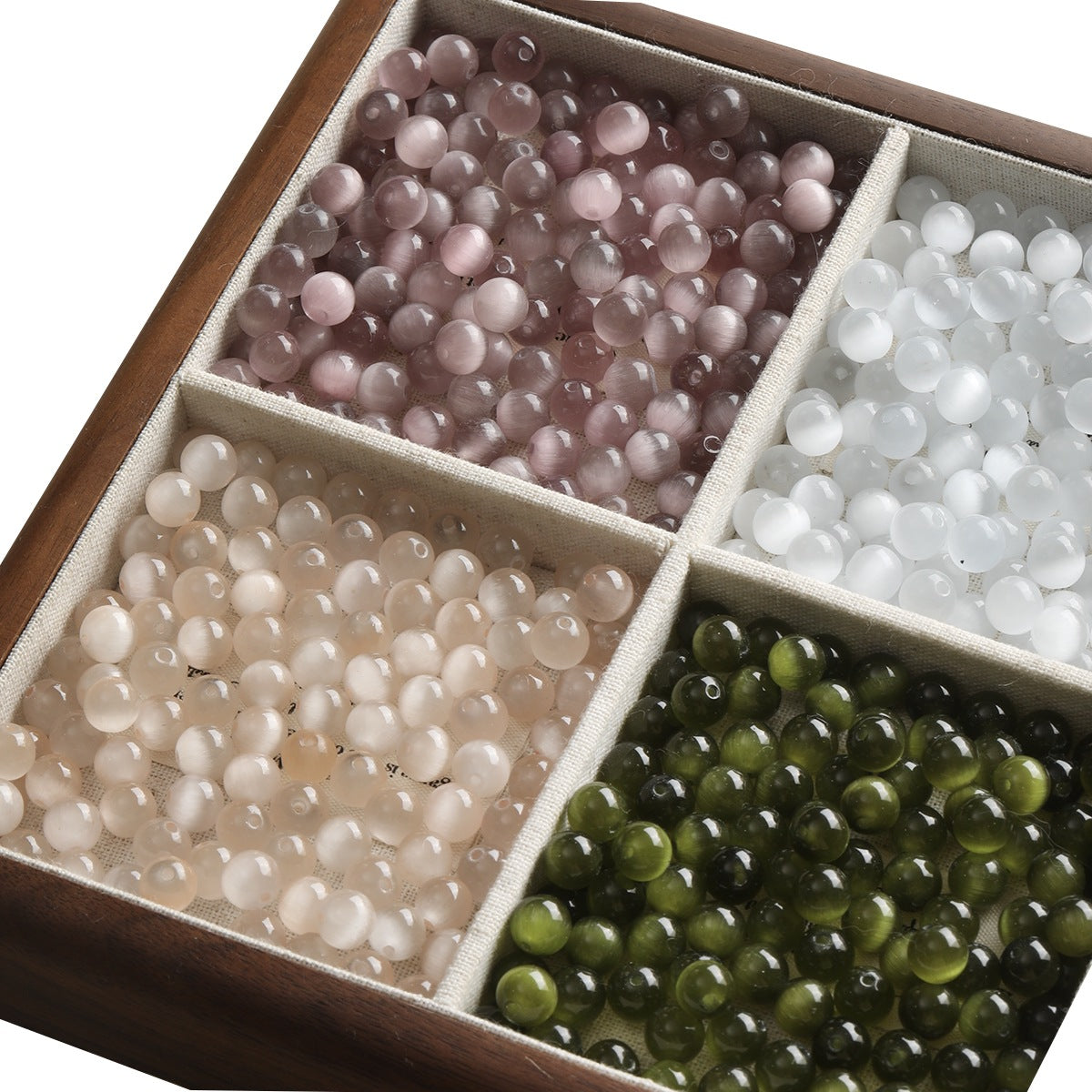 [Jingxiu] white green natural opal round beads beaded bracelet necklace loose beads diy accessories material beads