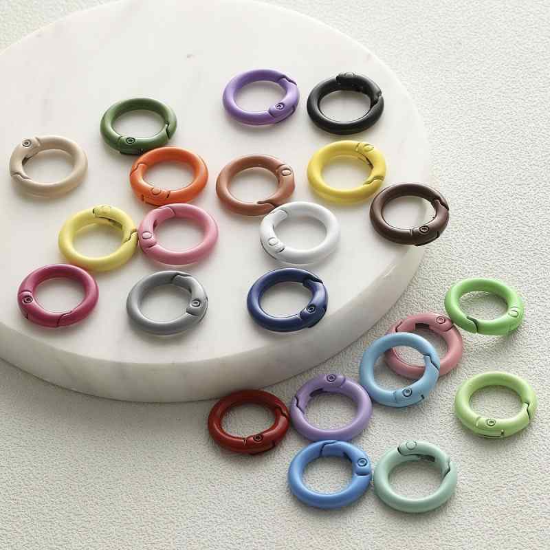 20mm candy spray paint round keychain diy beaded accessories buckle pendant bag hanging buckle