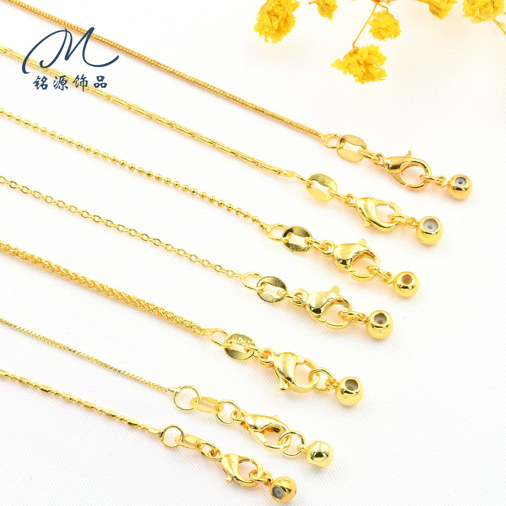 14k Gold Color Retention DIY Handmade Chain O-shaped Chain Universal Chain Adjustable Box Chain Color Retention Necklace Manufacturer Wholesale