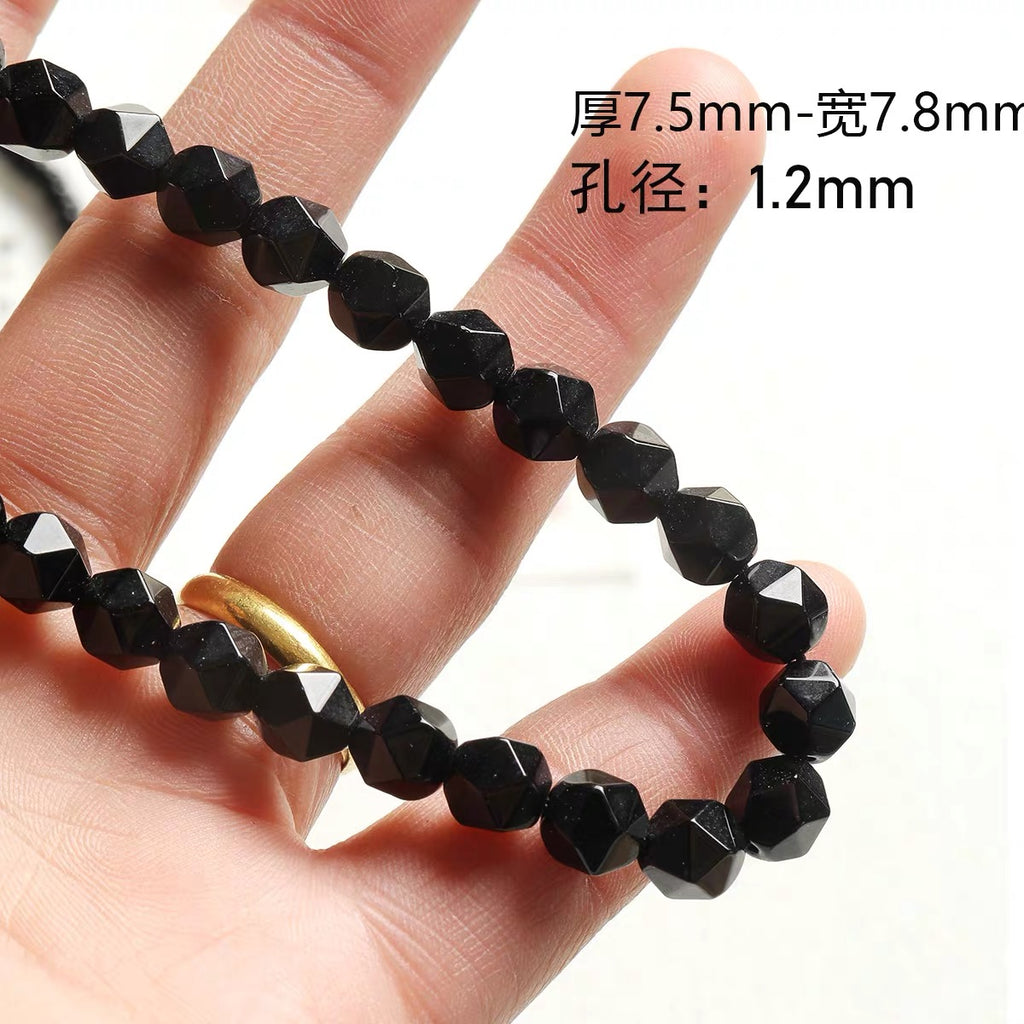 Niche natural stone tiger eye black agate abacus beads round beads bracelet necklace beaded diy accessories material loose beads