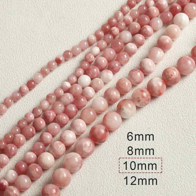 Two-color pink white natural Persian jade beads loose beads beads diy material accessories