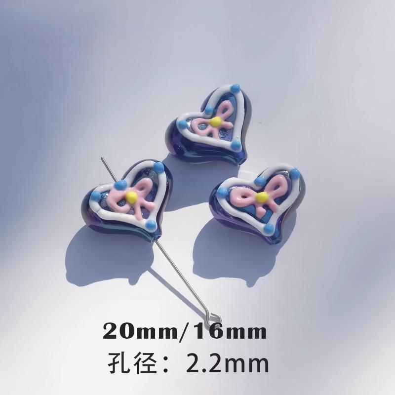 heavy oil blue hand-painted beads diy handmade accessories material package beaded beads loose beads