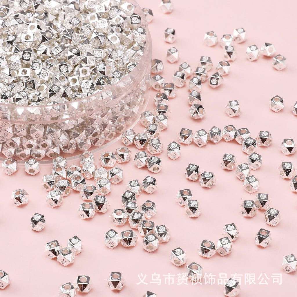 Broken Silver, a Few Pounds Thick Silver-Plated Loose Beads, Square Triangular Beads, DIY Handmade Beading Materials, Jewelry Bracelet Accessories