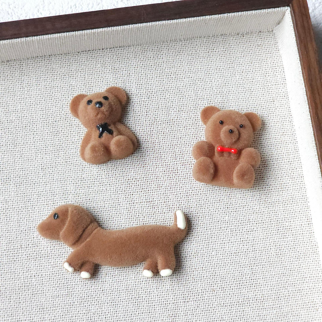 coffee colored plush teddy bear sausage dog headband clip, headband clip, earring, DIY accessory accessories